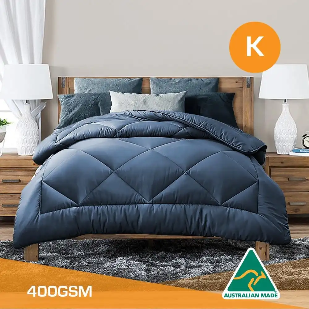 King Size Aus Made All Season Soft Bamboo Blend Quilt Blue Cover