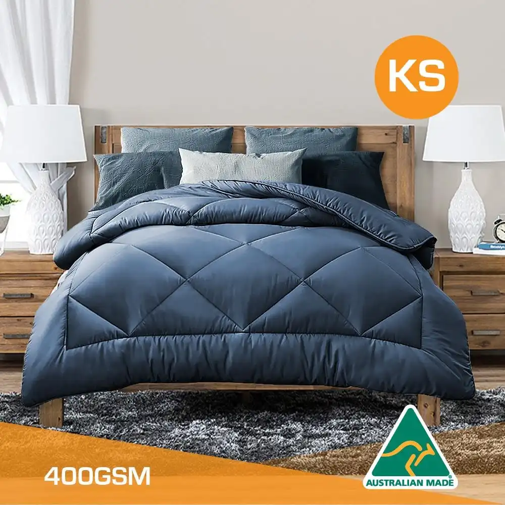 King Single Size Aus Made All Season Soft Bamboo Blend Quilt Blue Cover