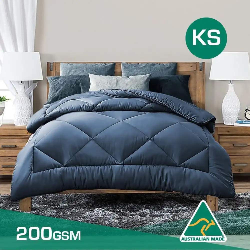 King Single Size Aus Made Summer Weight Soft Bamboo Blend Quilt Blue Cover