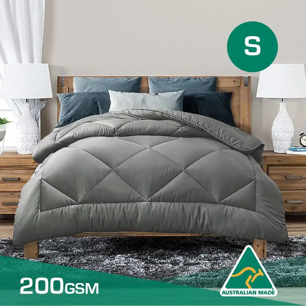 Single Size Aus Made Summer Weight Soft Bamboo Blend Quilt Grey Cover
