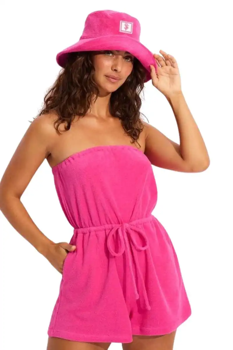 Seafolly | Womens Coco Beach Terry Playsuit (Rose)