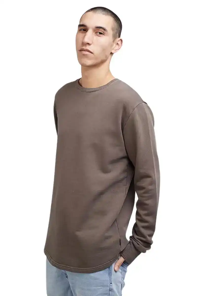 Silent Theory | Mens Curved Hem Crew (Brown)