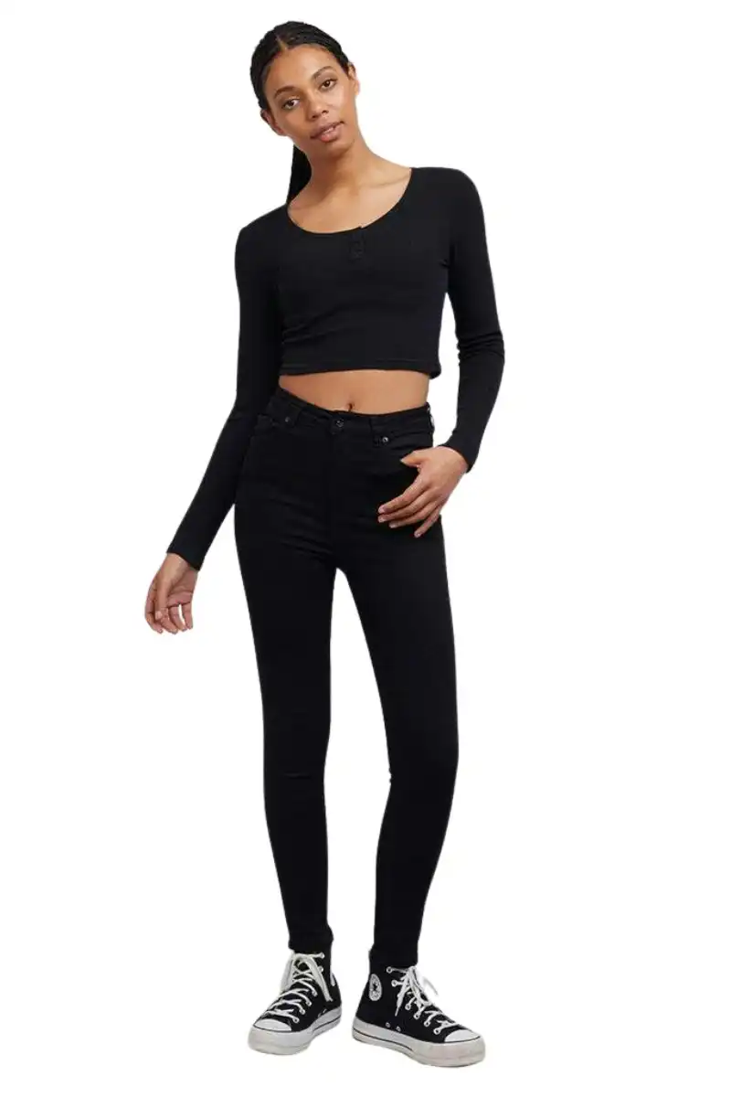 Silent Theory | Womens Ivy Waffle Top (Black)