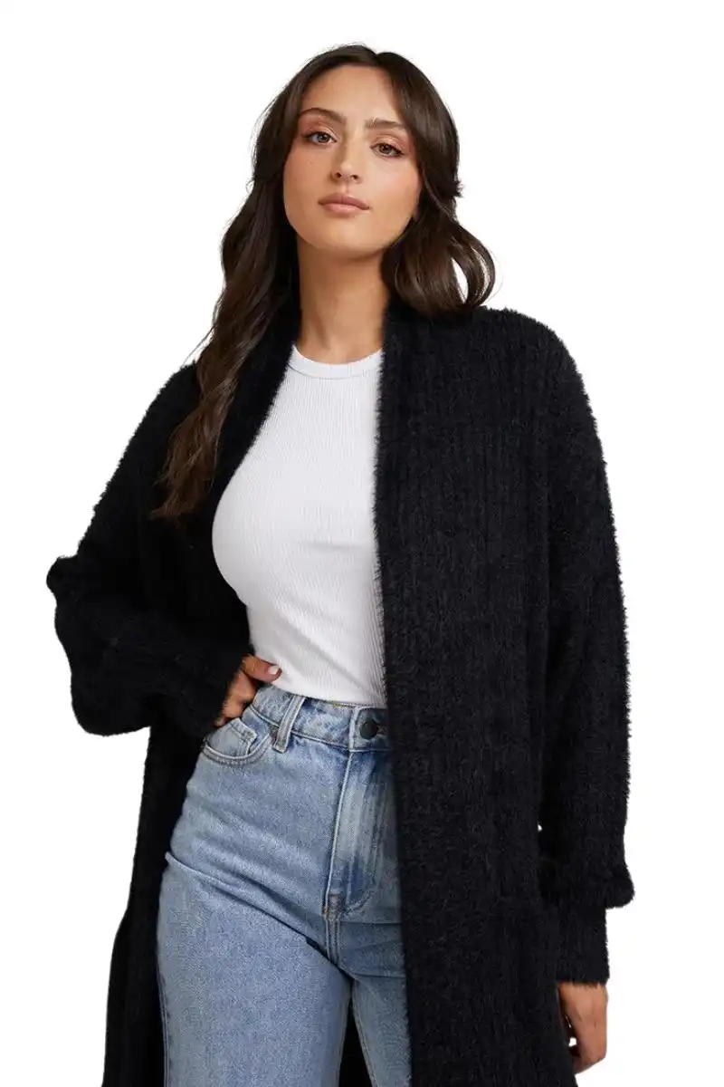 All About Eve | Womens Missy Longline Cardi (Black)