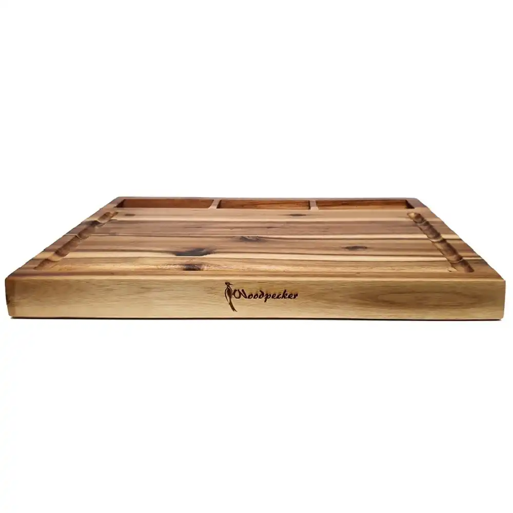Woodpecker RECTANGULAR ACACIA BOARD WITH BUILT-IN BOWLS 48 x 35 x 3cm