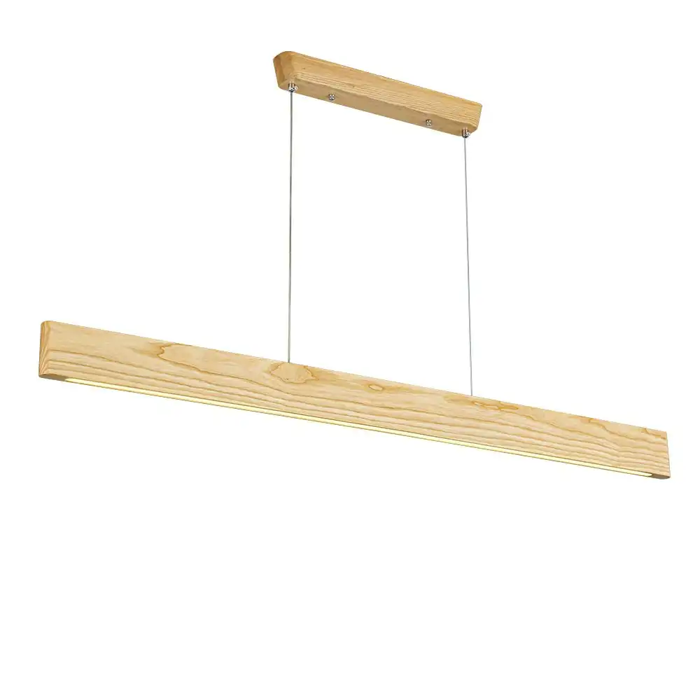Krear 180CM Wooden Pendant Light Flat LED Strips Linear Lighting Ash Wood