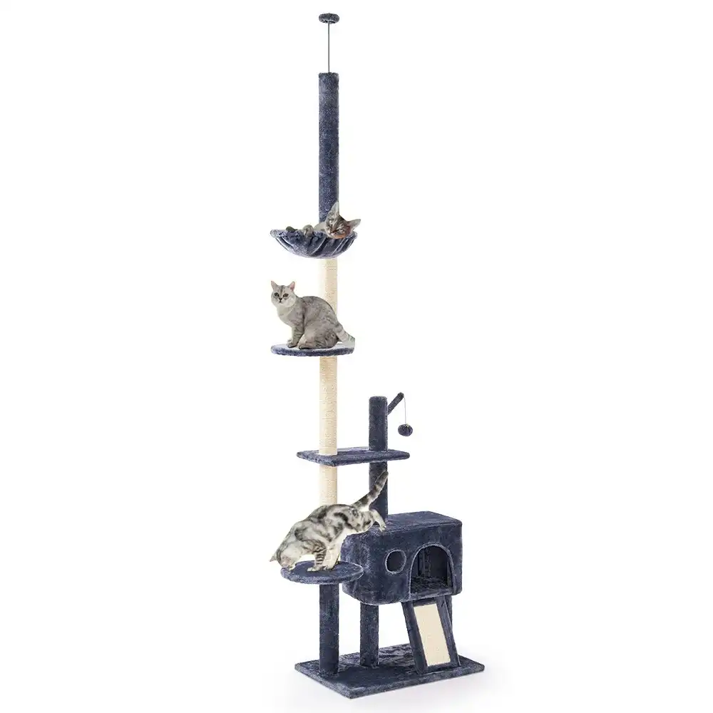 Taily Cat Tree 280cm Scratching Post Scratcher Tower Condo House Ceiling Pole Activity Ceiling High