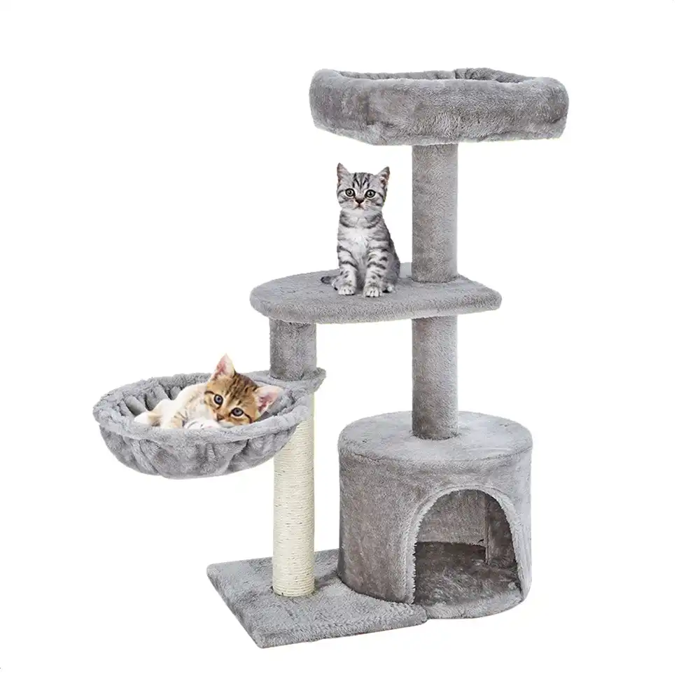 Taily Cat Tree Scratching Post Scratcher Tower Condo Bed House 82CM Light Grey Pet Toy