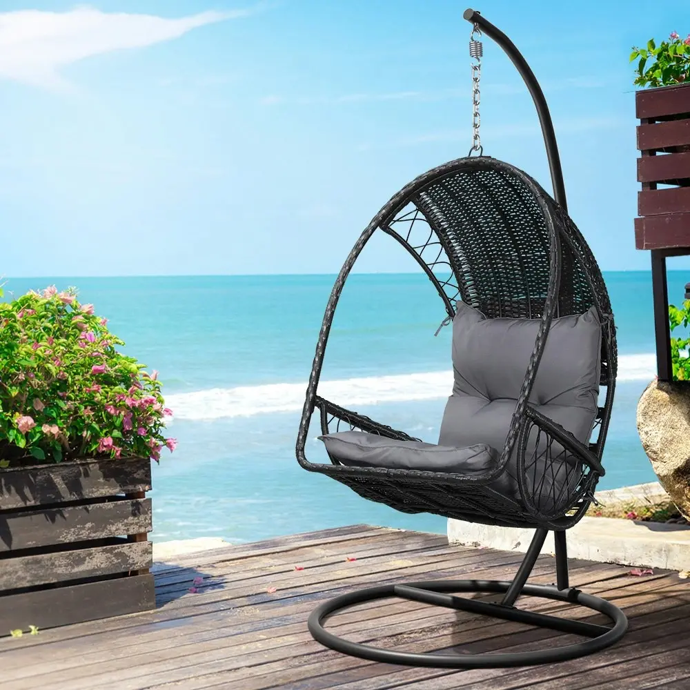 Black Wicker Oval Egg Chair Stratco Lasoo
