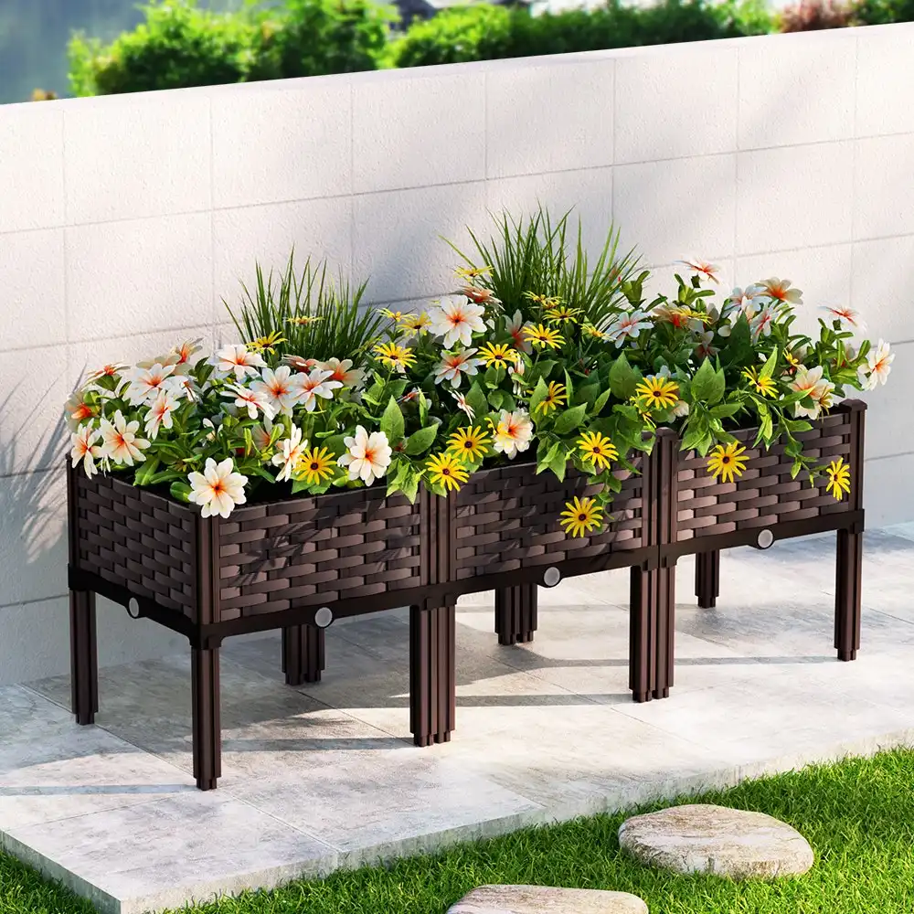 Greenfingers Garden Bed PP Raised Planter Flower Vegetable Outdoor 120x40x36cm