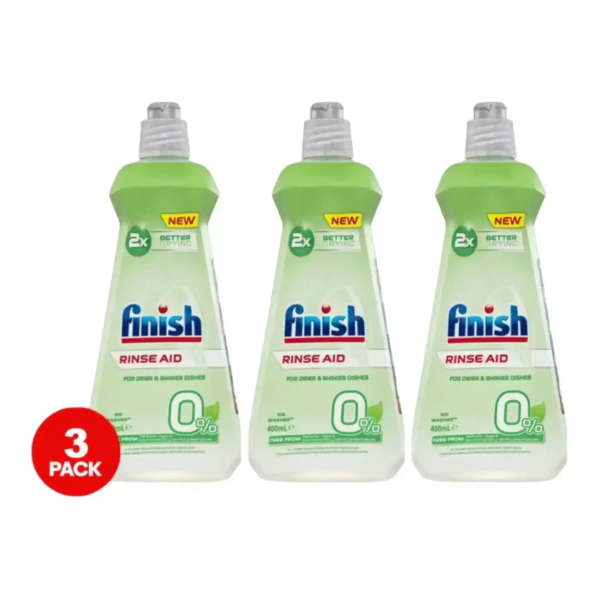 3 Pack Finish 0% Dishwasher Rinse Aid 400ml