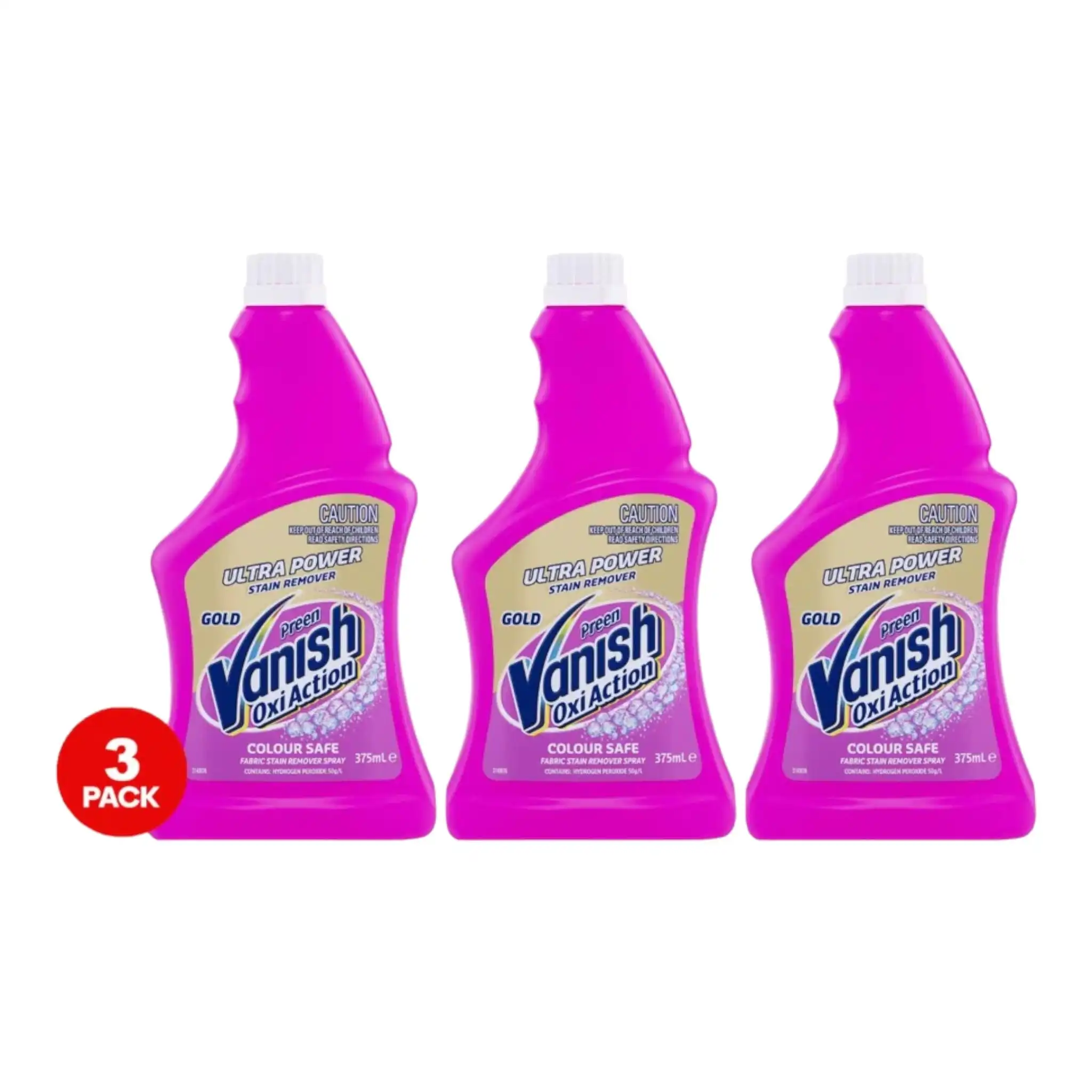 3 Pack Vanish Preen Gold Fabric Stain Remover Spray Refill 375ml