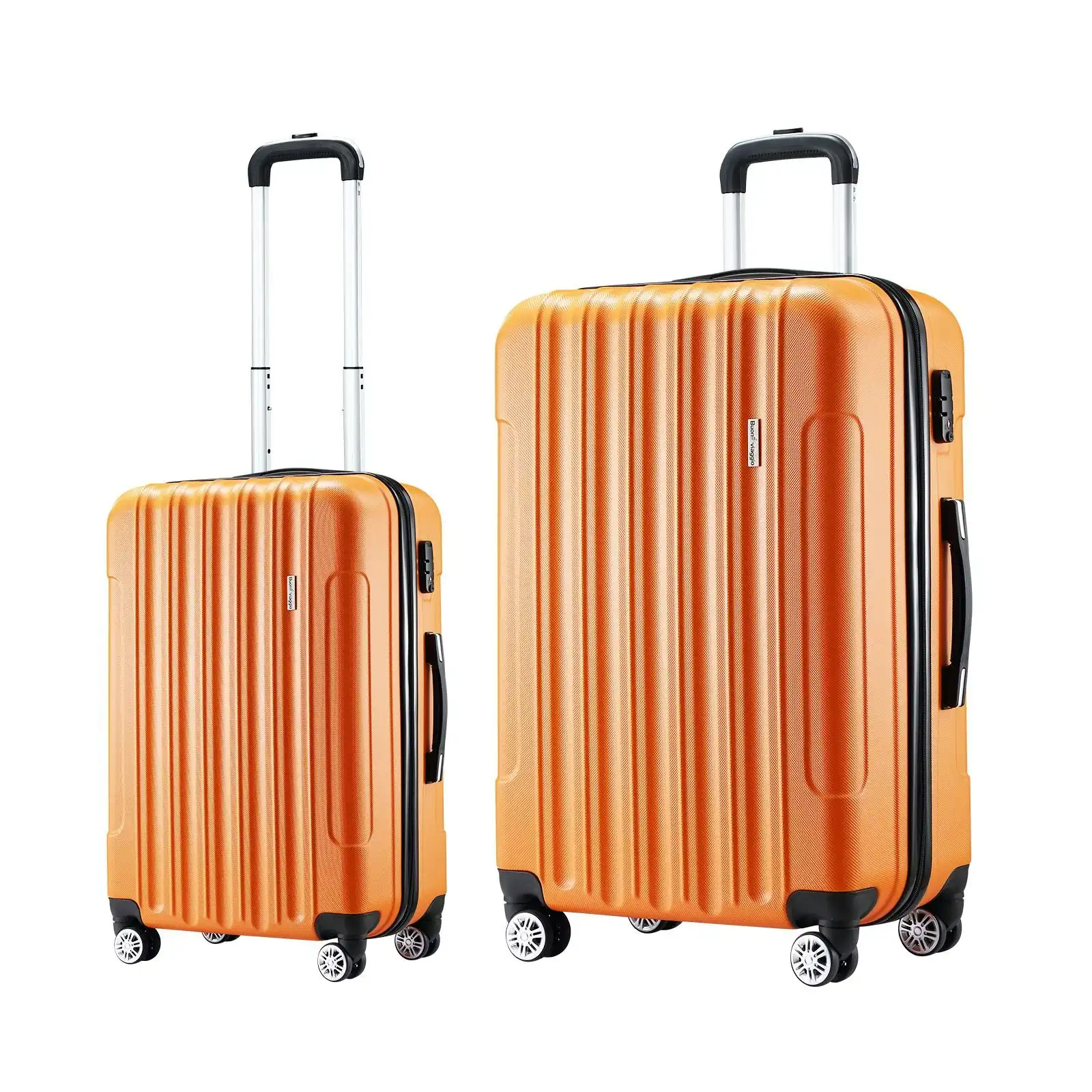 Buon Viaggio 2 PCS Luggage Set Travel Suitcases Hard Carry On Rolling Trolley Lightweight with TSA Lock Orange