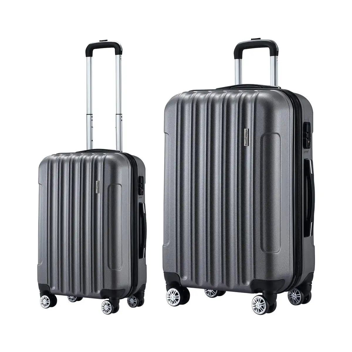 Buon Viaggio 2 PCS Luggage Set Travel Hard Suitcases Carry On Lightweight Rolling Trolley TSA Lock Dark Grey