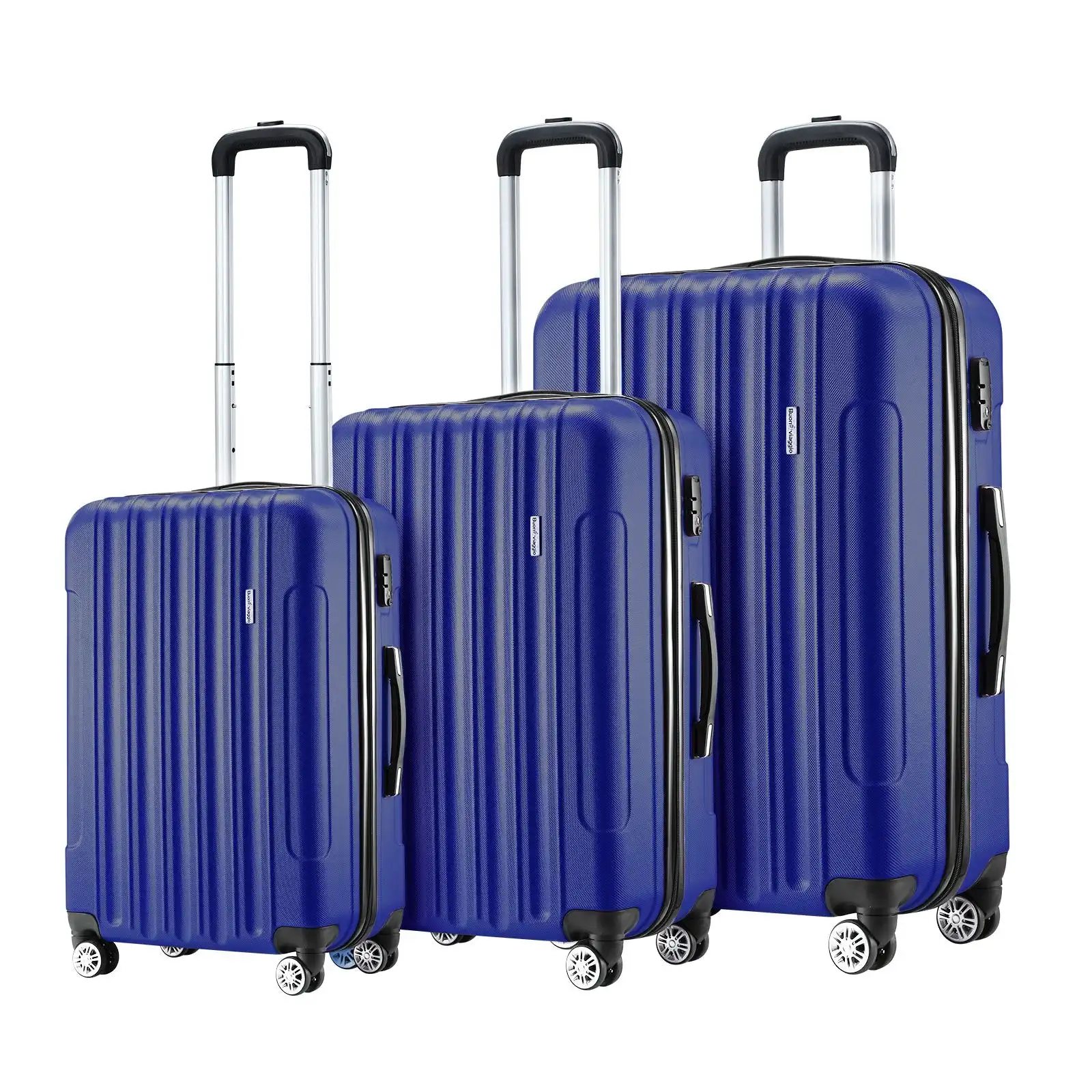 Buon Viaggio 3PCS Luggage Set Hard Travel Suitcases Carry On Lightweight Trolley with TSA Lock 2 Covers Royal Blue