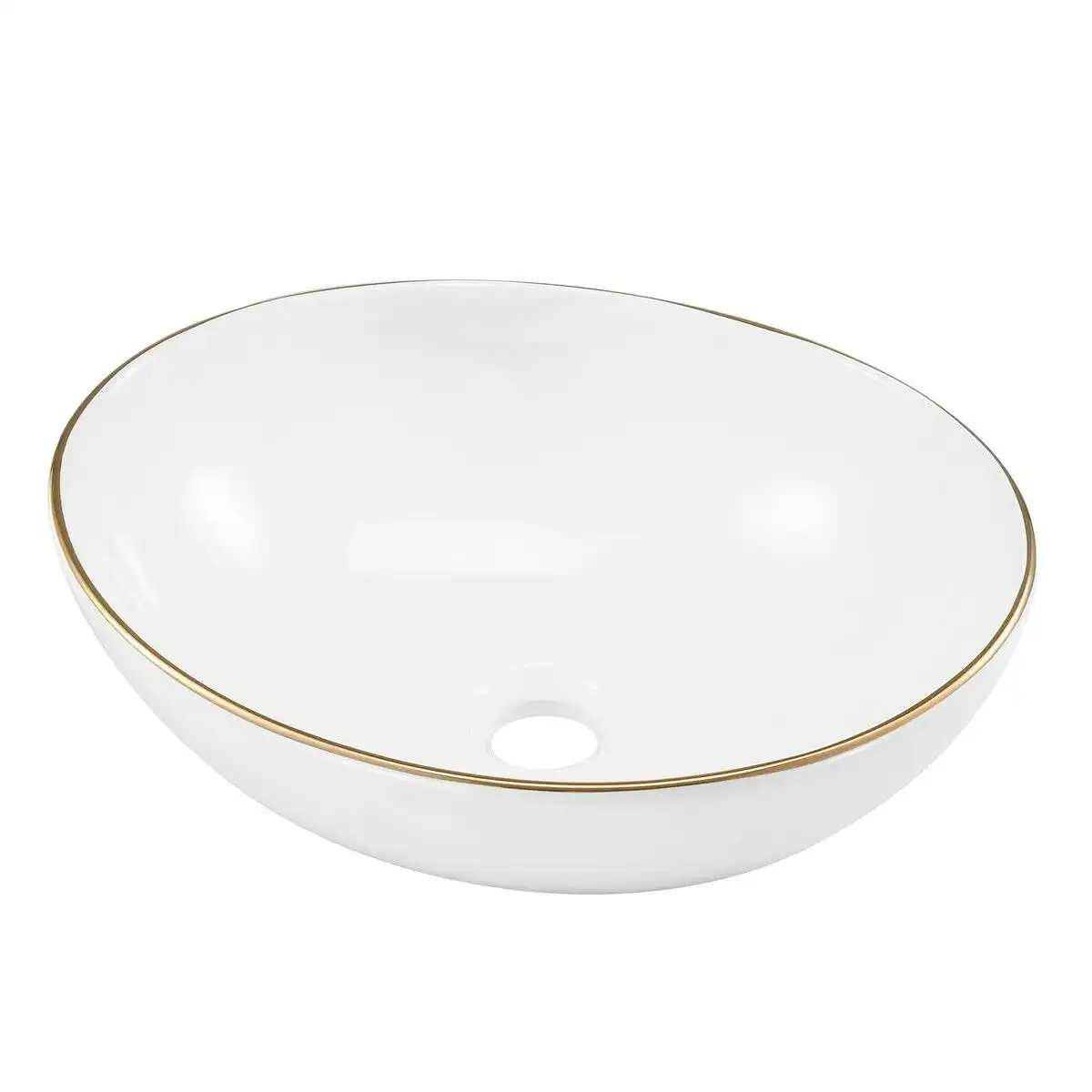 LUXSUITE White Bathroom Sink Vessel Wash Basin Washing Vanity Bowl Above Counter Hand Toilet Bath Countertop Modern Oval Ceramic