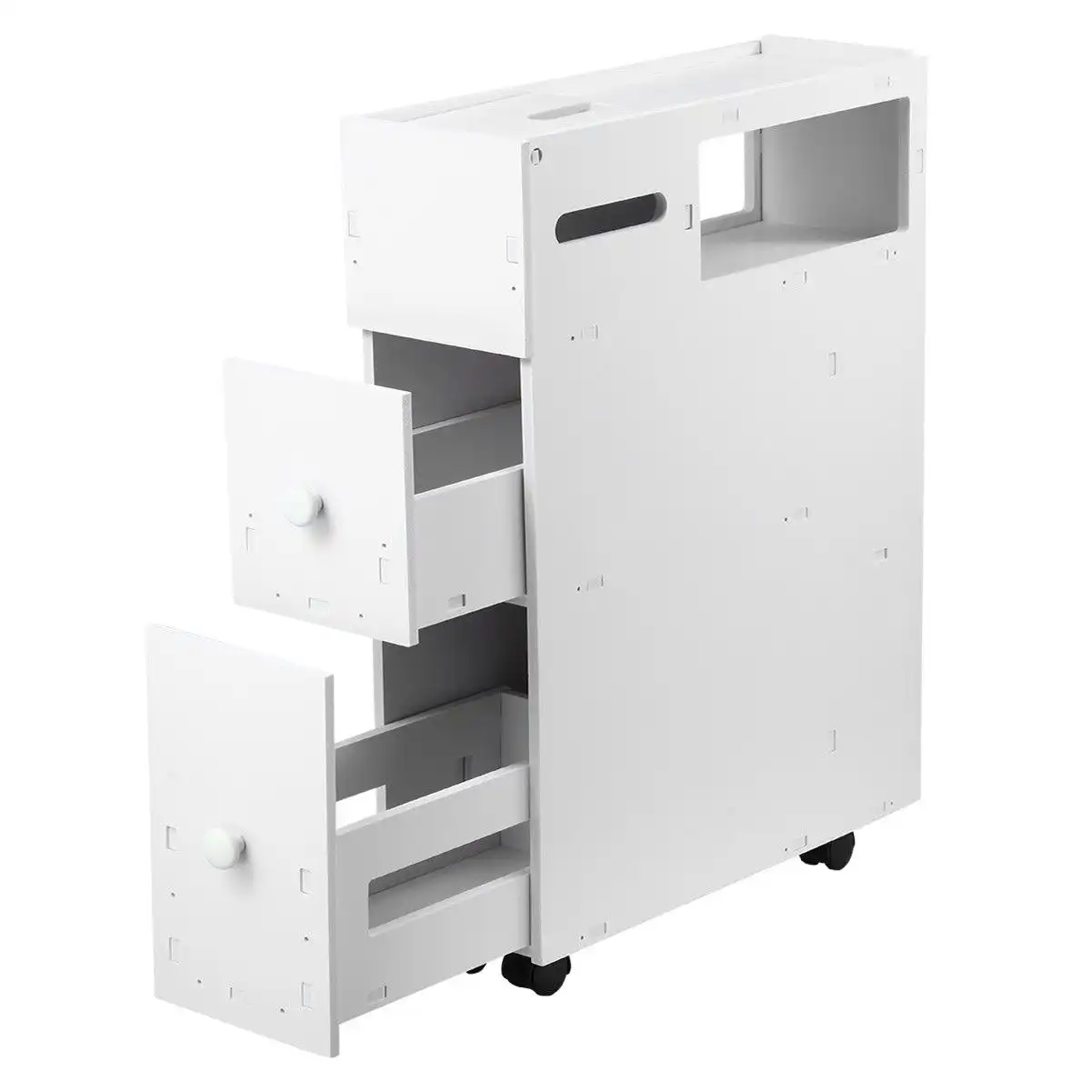 Ausway Wheeled Bathroom Cabinet Storage Drawer Organiser Toilet Caddy Tissue Box Holder