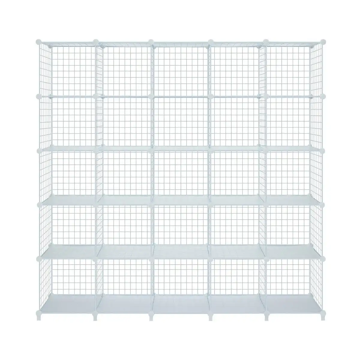 Ausway 25 Cubes Grid Wire Storage Shelf Cabinet DIY Metal Modular Organizer Rack White