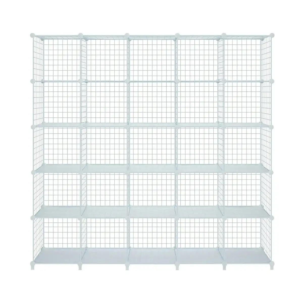 Ausway 25 Cubes Grid Wire Storage Shelf Cabinet DIY Metal Modular Organizer Rack White