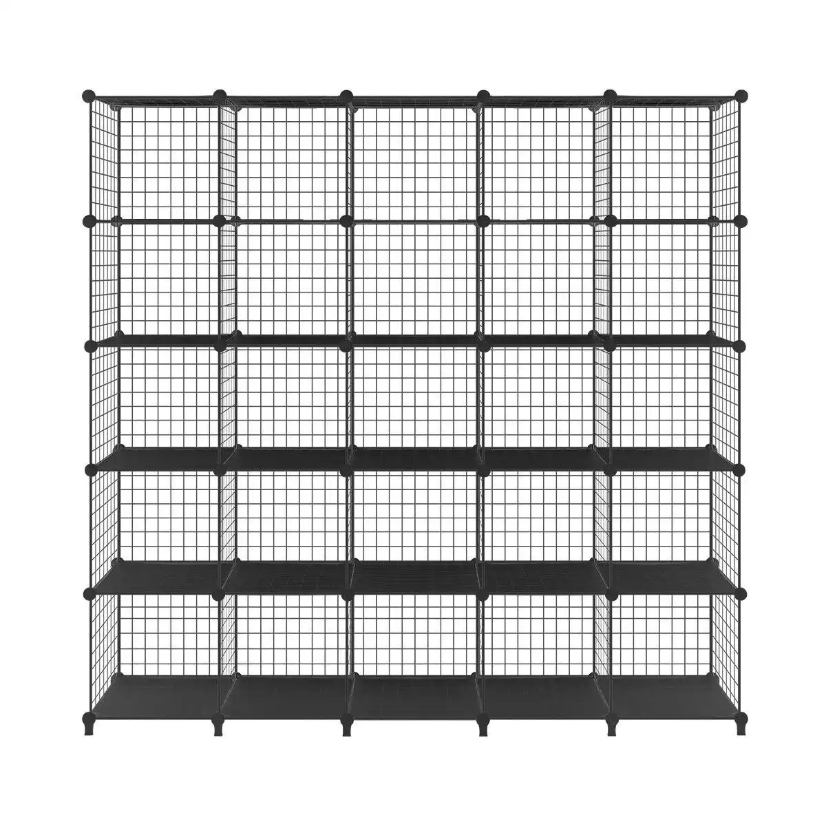 Ausway Metal Wire 25-Cube Storage Grid Organizer DIY Modular Cabinet for Toys Books Clothes Black