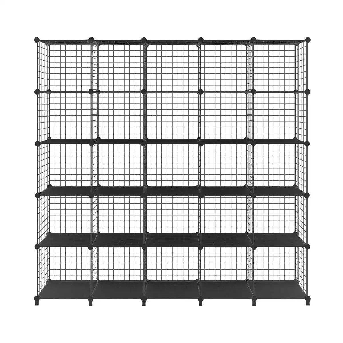 Ausway Metal Wire 25-Cube Storage Grid Organizer DIY Modular Cabinet for Toys Books Clothes Black