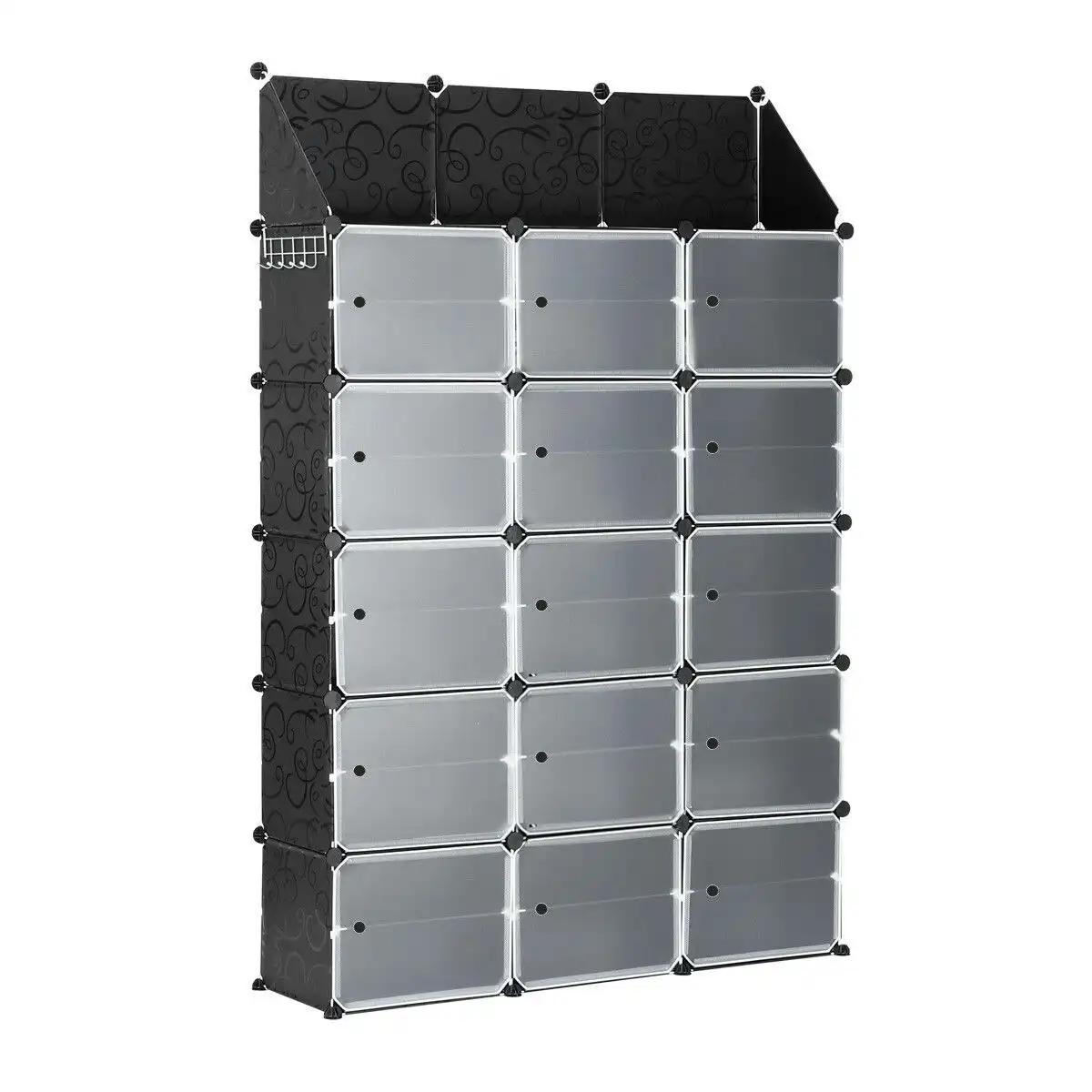 Ausway 60 Pairs Stackable Shoe Storage Box Organiser Cube DIY Shoe Cabinet Rack Shelf 30 Tier Black