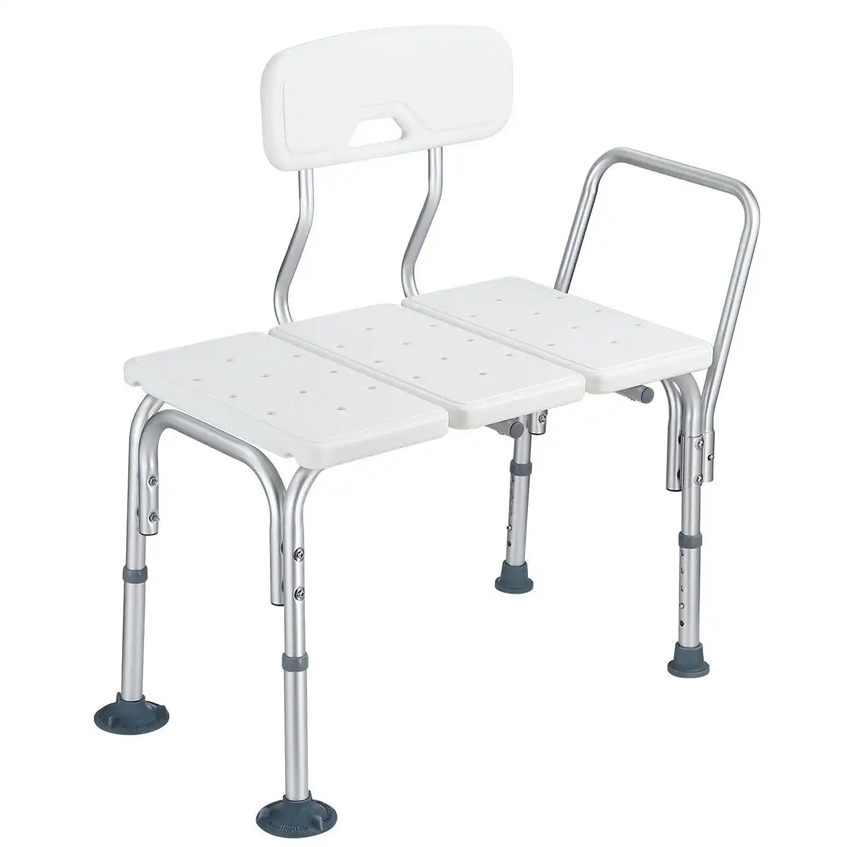 Ausway Medical Tub Transfer Bench Adjustable Shower Bath Seat Stool with Armrest and Back