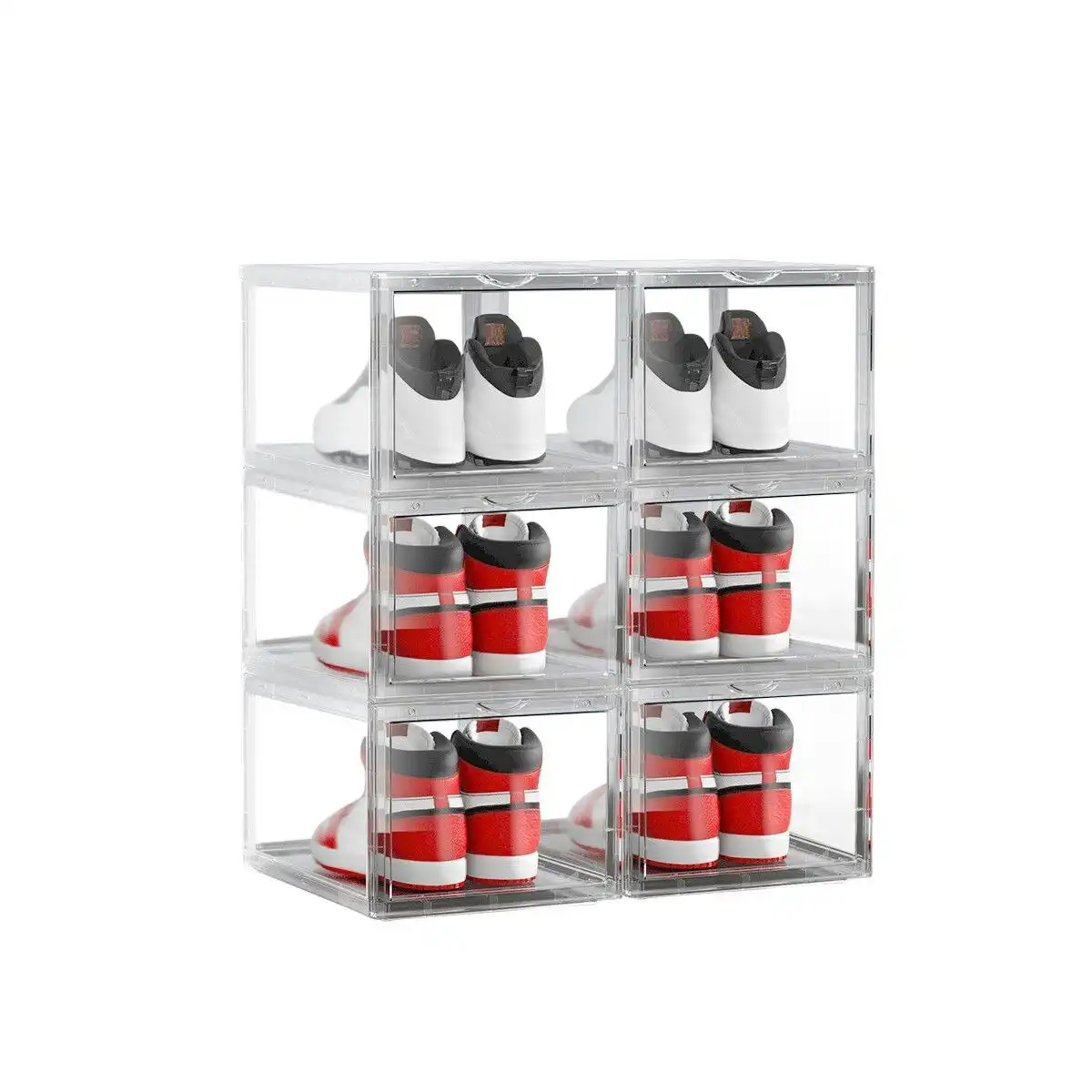 Ausway 6PCS Shoe Storage Box Sneaker Display Cases ABS Plastic Boxes Stackable Organiser Transparent