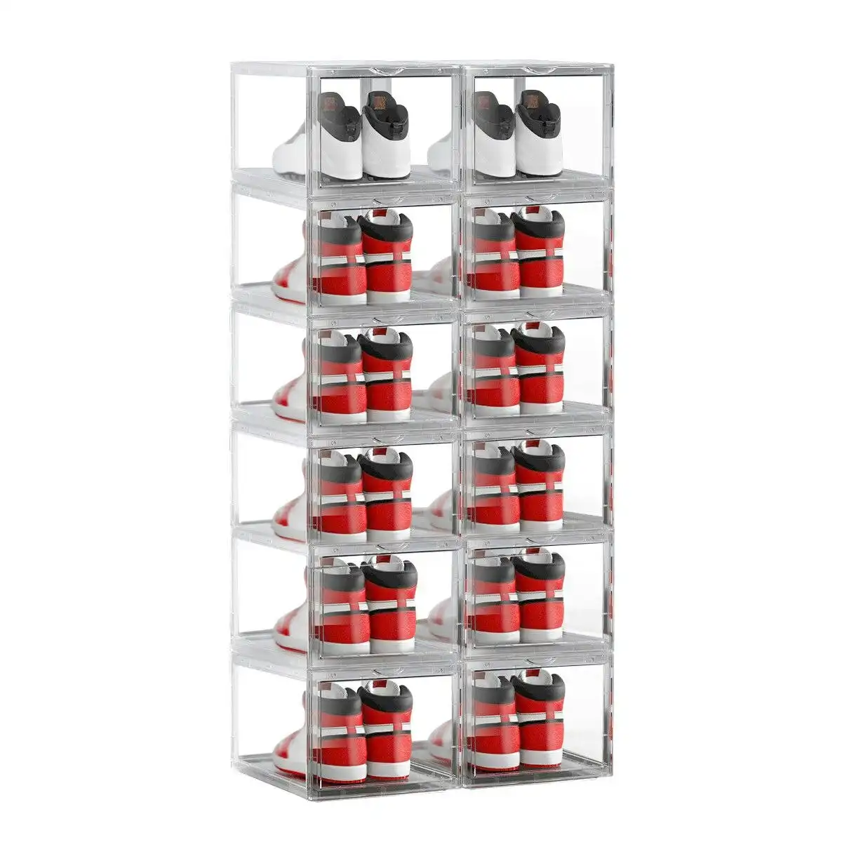 Ausway 12PCS Shoe Storage Box Sneaker Display Cases ABS Plastic Boxes Stackable Organiser Transparent