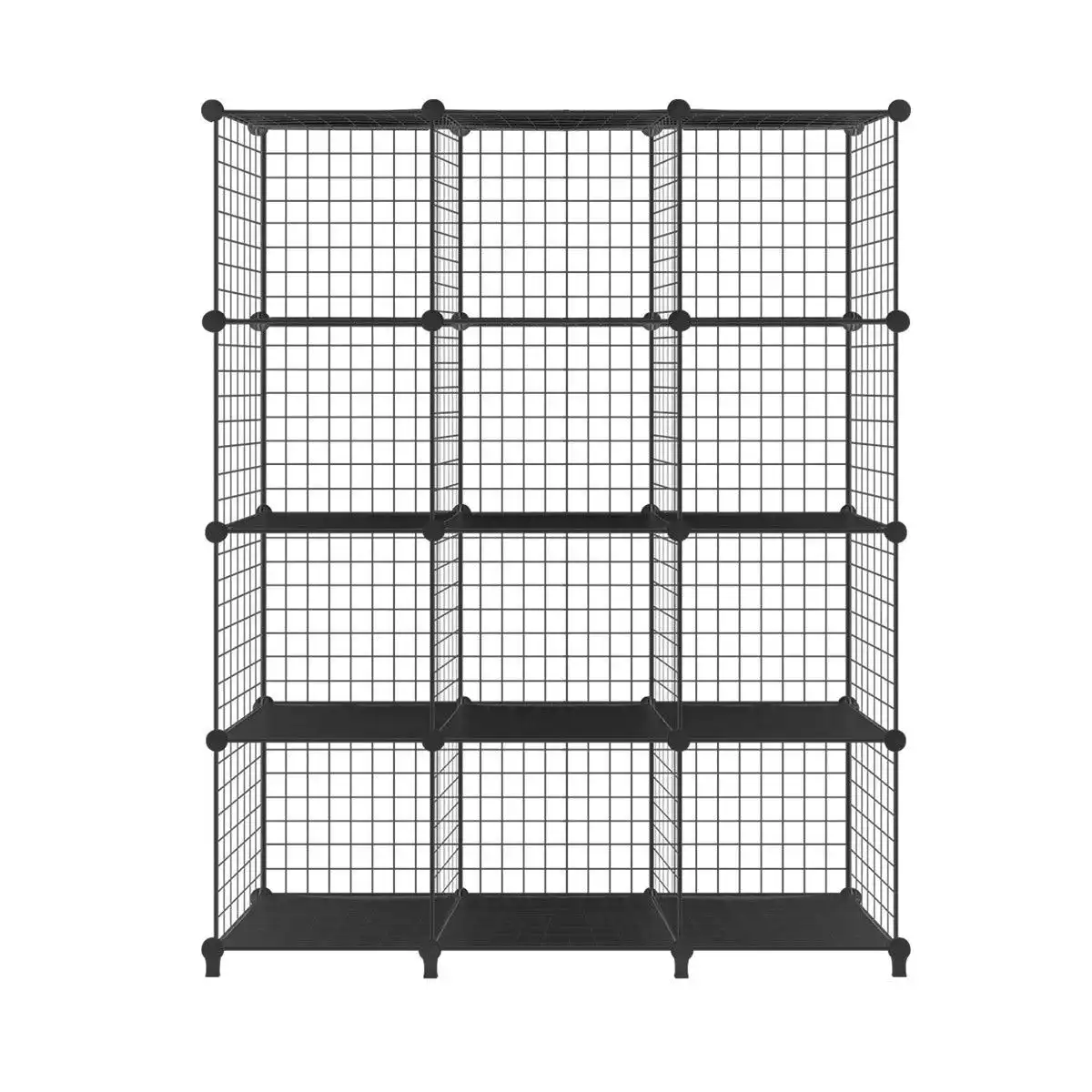 Ausway DIY Metal Wire Cube Storage 12 Cubes Modular Storage Shelf Closet Black