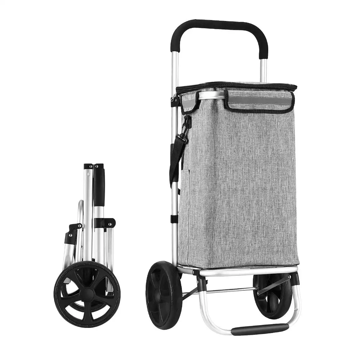 Ausway Shopping Cart Foldable Trolley Grocery Bag Waterproof Aluminium Trolley Grey