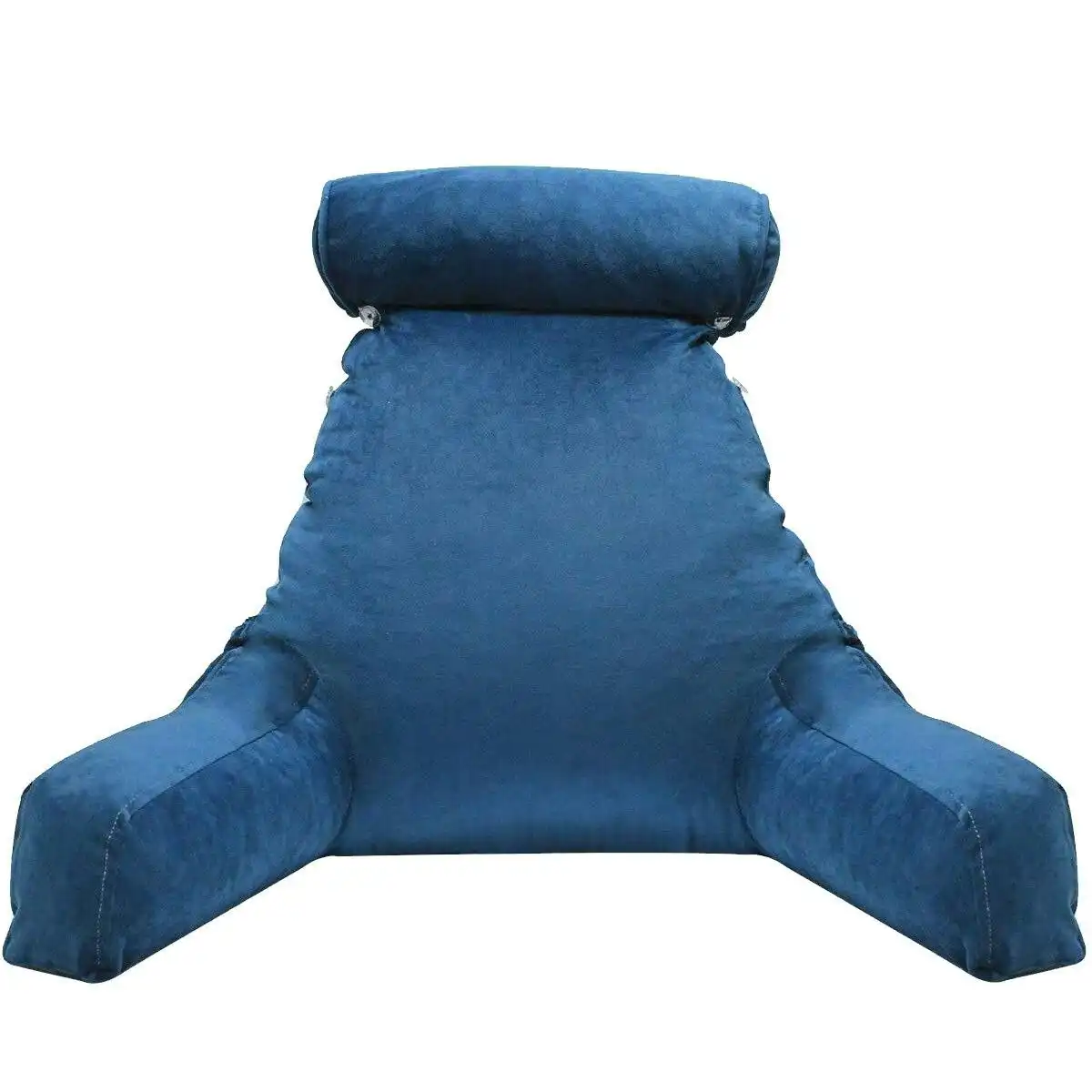 Ausway Husband Pillow Bed Reading Cushion Backrest Detachable Neck Roll Shredded Memory Foam Navy Blue