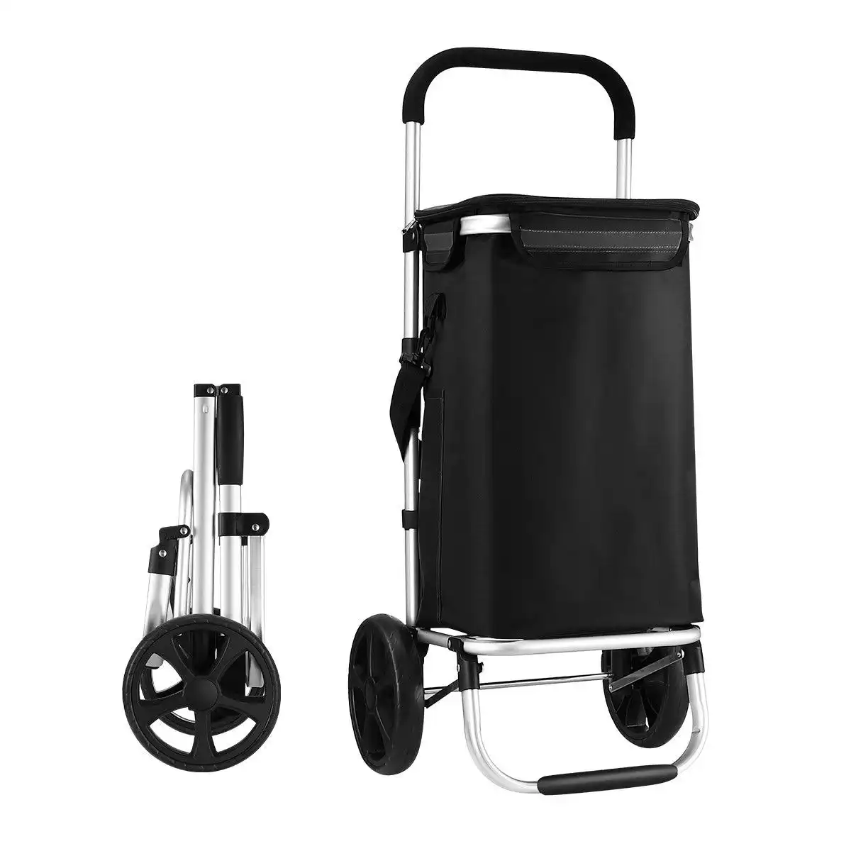 Ausway Shopping Cart Foldable Trolley Grocery Bag Waterproof Aluminium Trolley Black