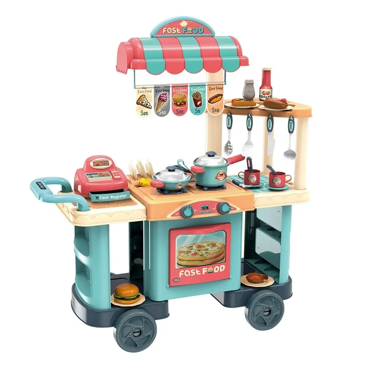 Ausway 60 Accessories Kid Toy Kitchen Set Children Toddler Pretend Play
