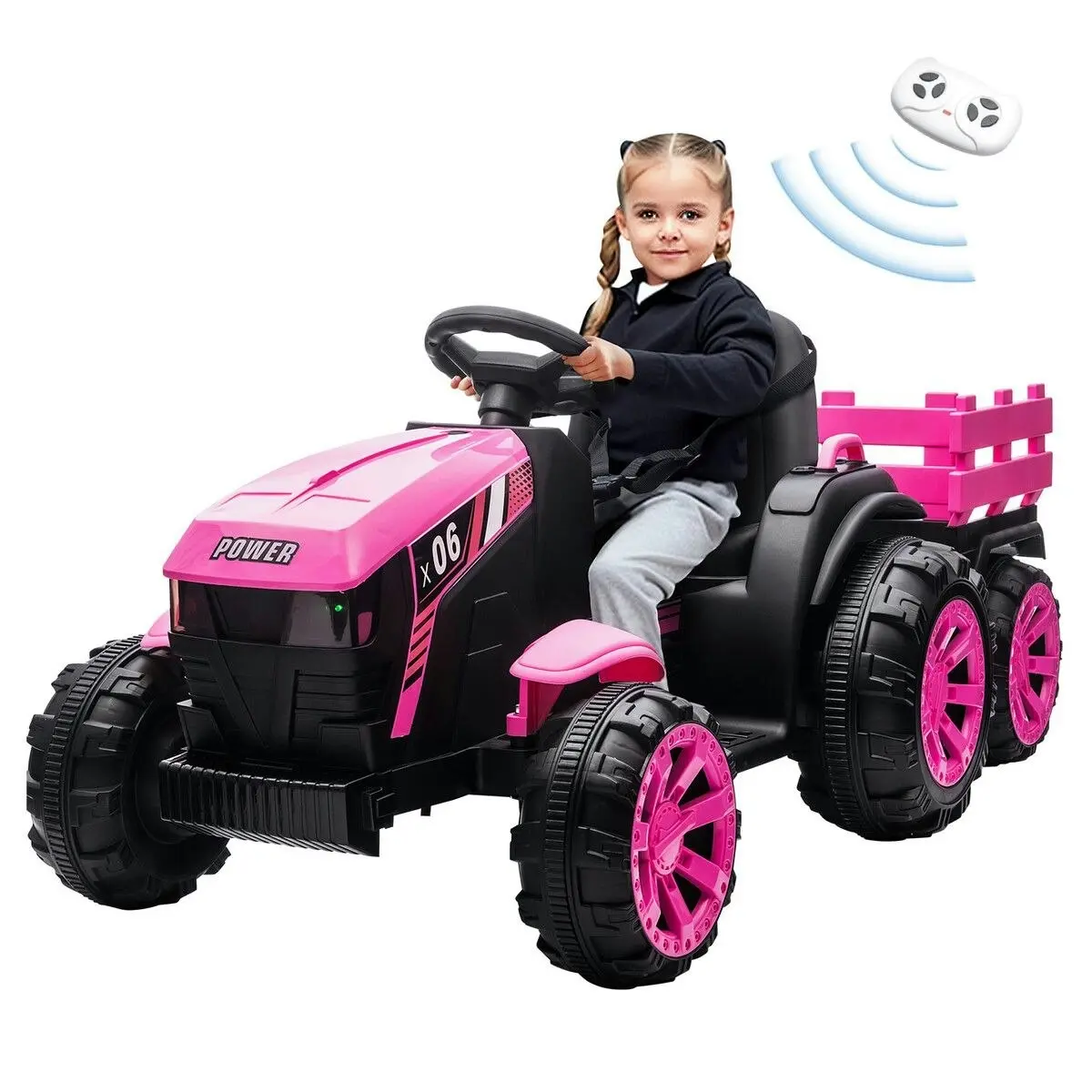 Ausway Kids Electric Cars Ride On Toy Tractor Trailer Vehicle