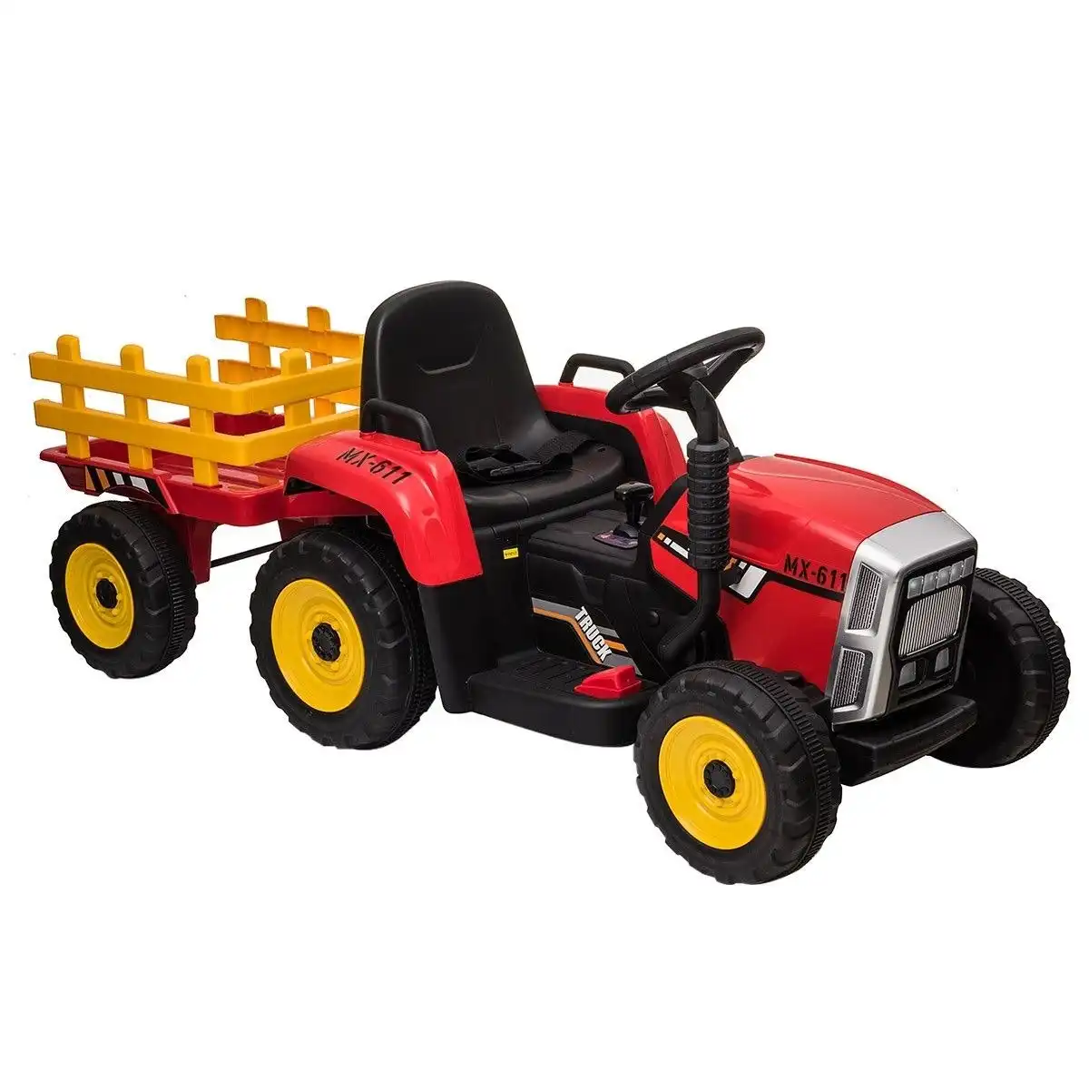 Ausway 12V Electric Kids Ride On Tractor and Trailer Farm Toy Tractor Set