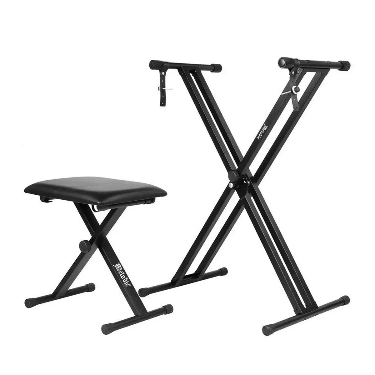 Melodic  Adjustable Keyboard Stand Portable Piano Stool X-Shaped Bench Seat Set