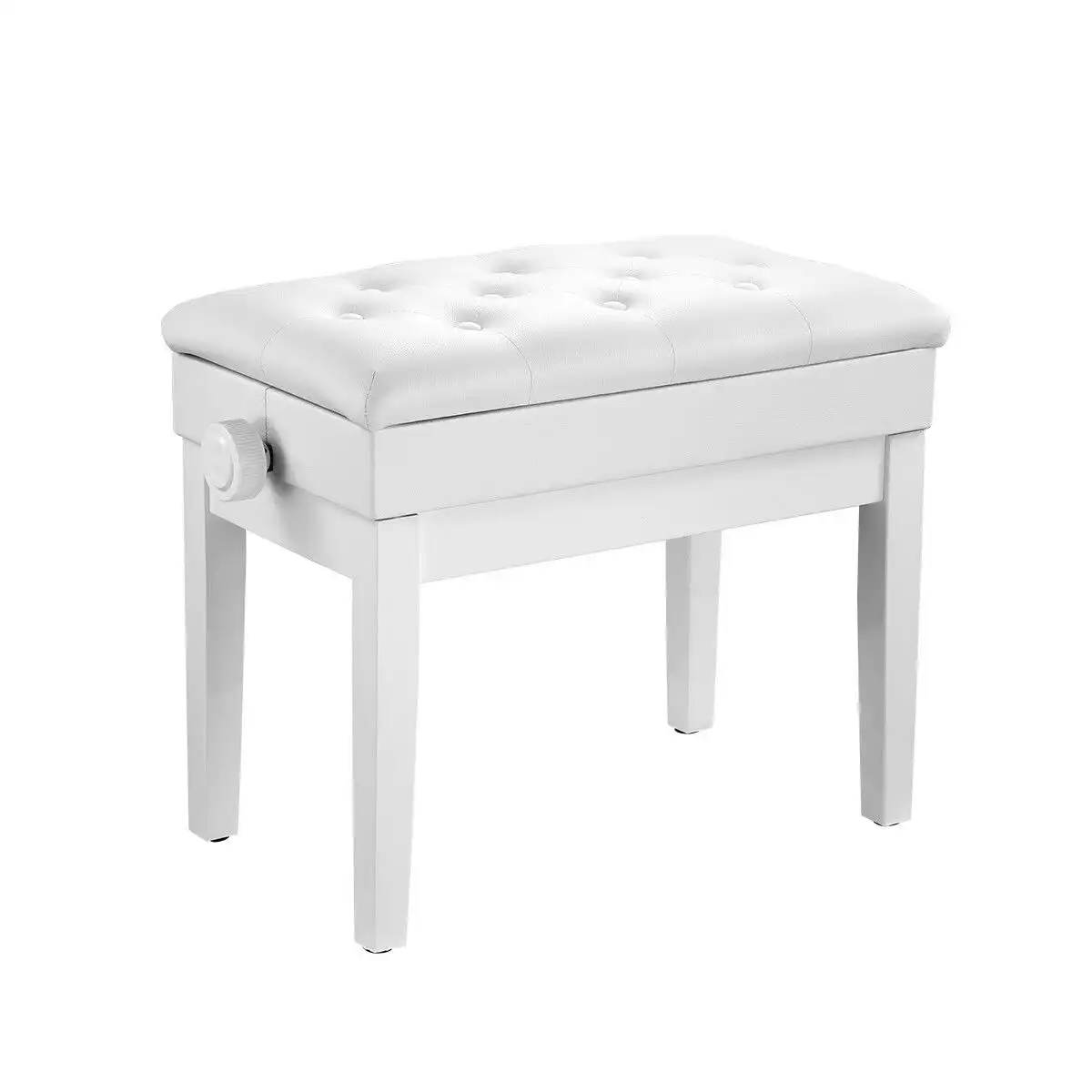 Melodic  Height Adjustable Piano Keyboard Stool Chair Bench Seat with Padded Cushion and Storage Compartment White