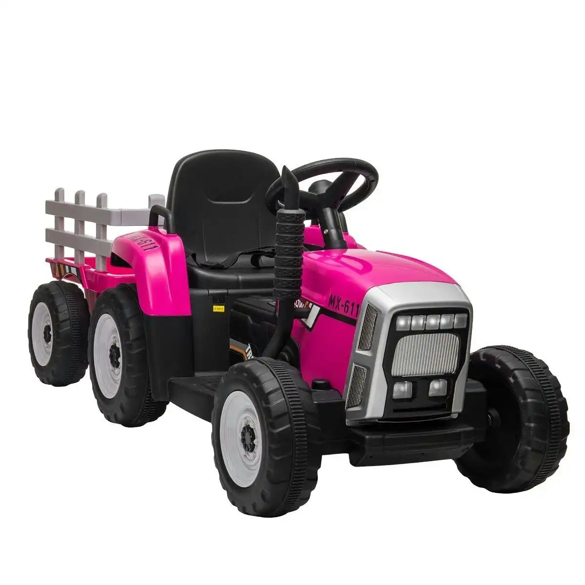 Ausway Kids Farm Tractor Electric Ride On Toys 2.4G R/C Remote Control Cars w/ Trailer Neon Pink