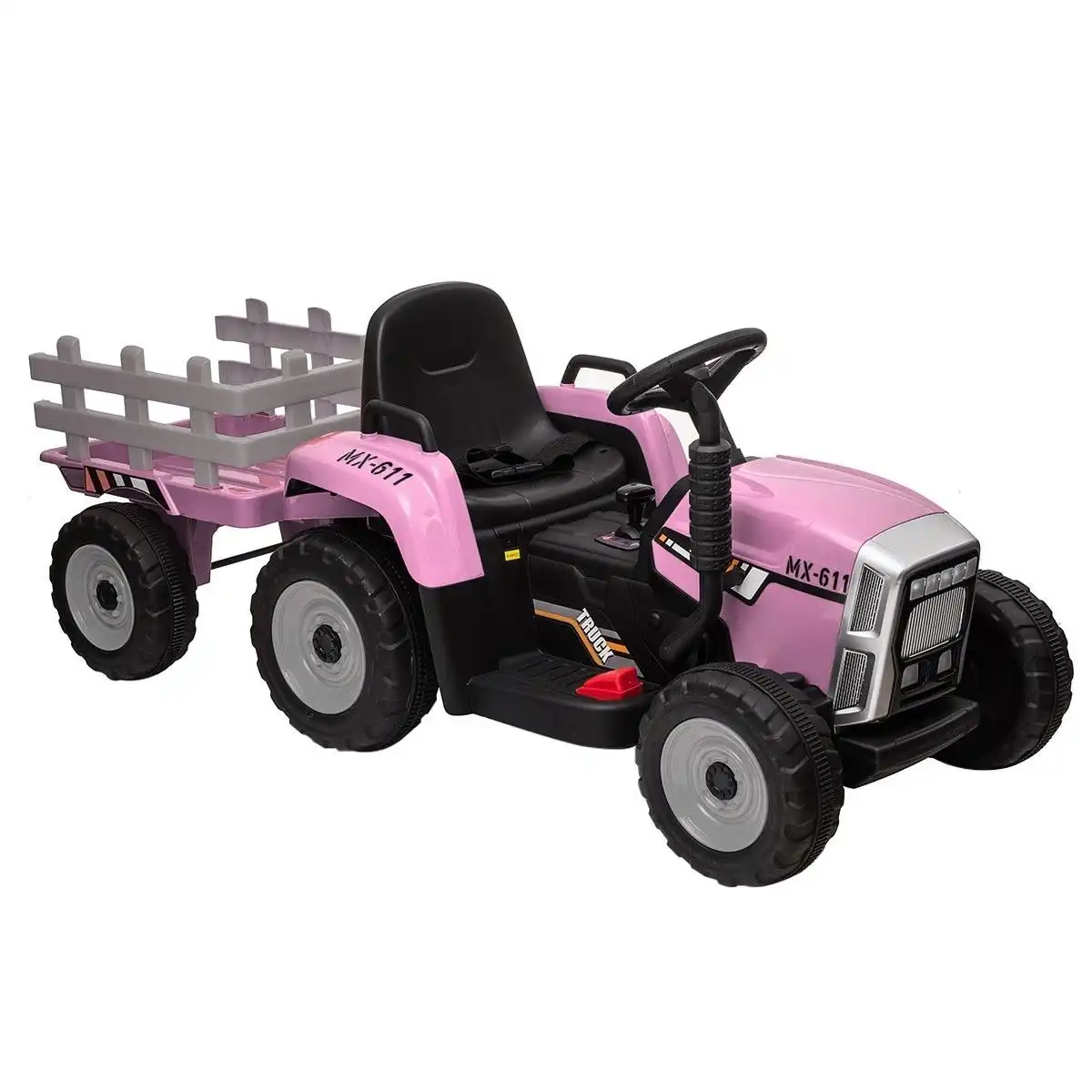 Ausway Kids Farm Tractor Electric Ride On Toys 2.4G R/C Remote Control Cars w/ Trailer Pink