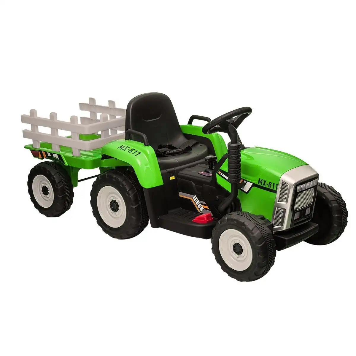 Ausway Kids Farm Tractor Electric Ride On Toys 2.4G R/C Remote Control Cars w/ Trailer Green
