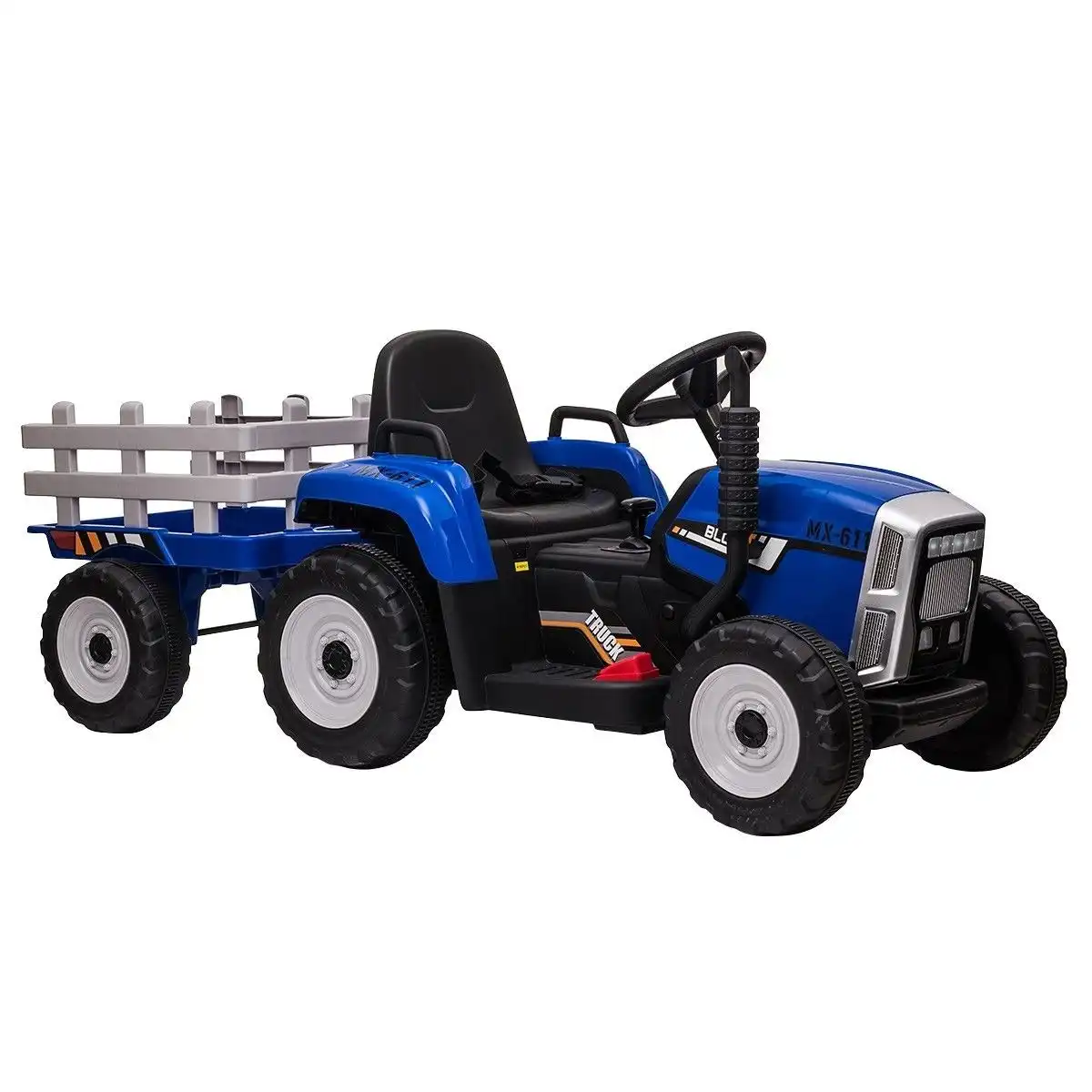 Ausway Kids Farm Tractor Electric Ride On Toys 2.4G R/C Remote Control Cars w/ Trailer Blue