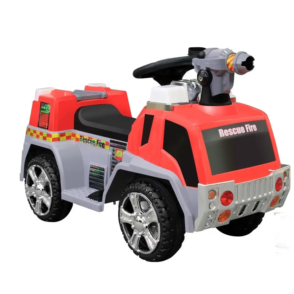 Ausway New 6V 4.5Ah Kids Ride on Electric Car Fire Fighting Truck w/ Bubble Gun