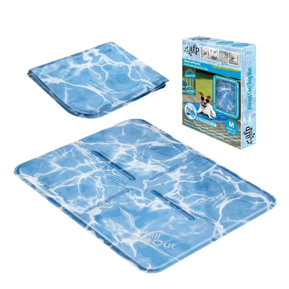 AFP  M Size Pet Dog Puppy Cat Self Cooling Gel Cool Mat Pad for Crate Bed Sofa Kennel
