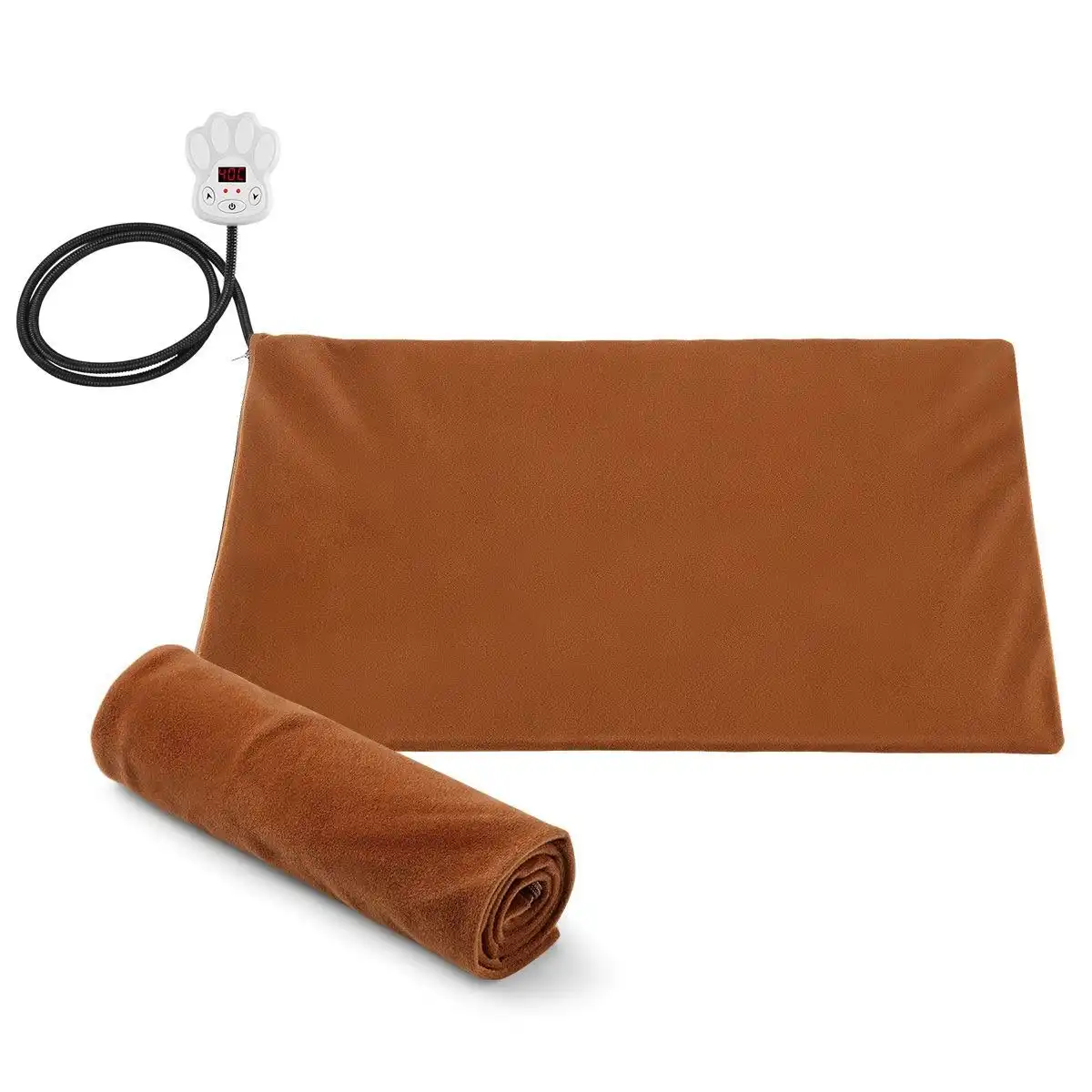 Pet Scene Pet Heating Pad Dog Cat Electric Heated Mat Puppy Heater Blanket Heat Bed Waterproof Cover 65x40cm Brown