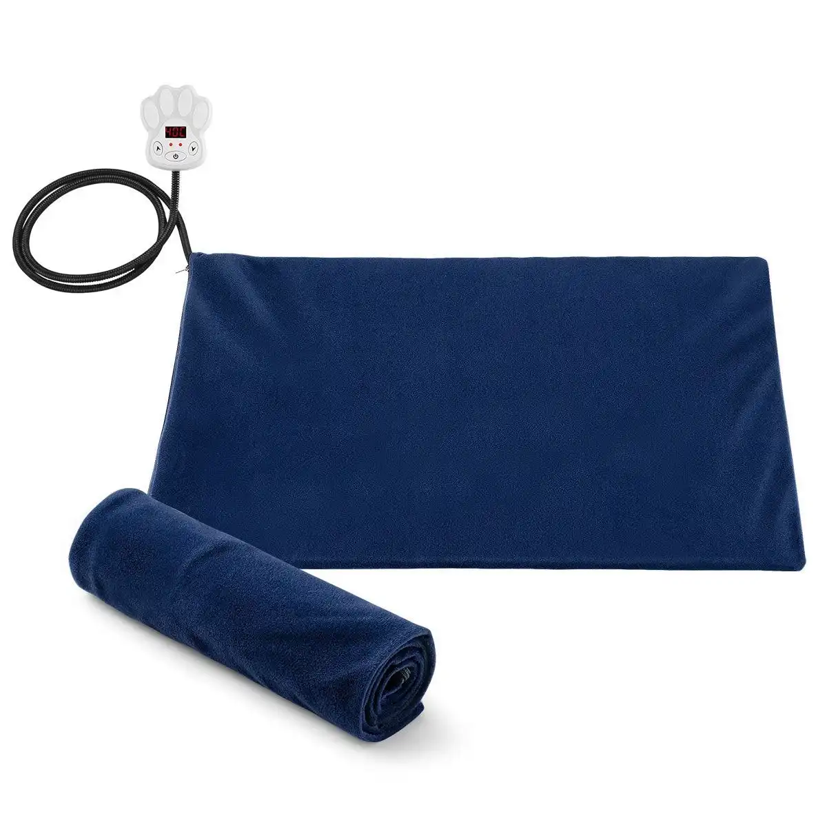 Pet Scene Pet Heated Mat Dog Heating Pad Cat Puppy Electric Heater Blanket Heat Bed Waterproof Cover 65x40cm Blue