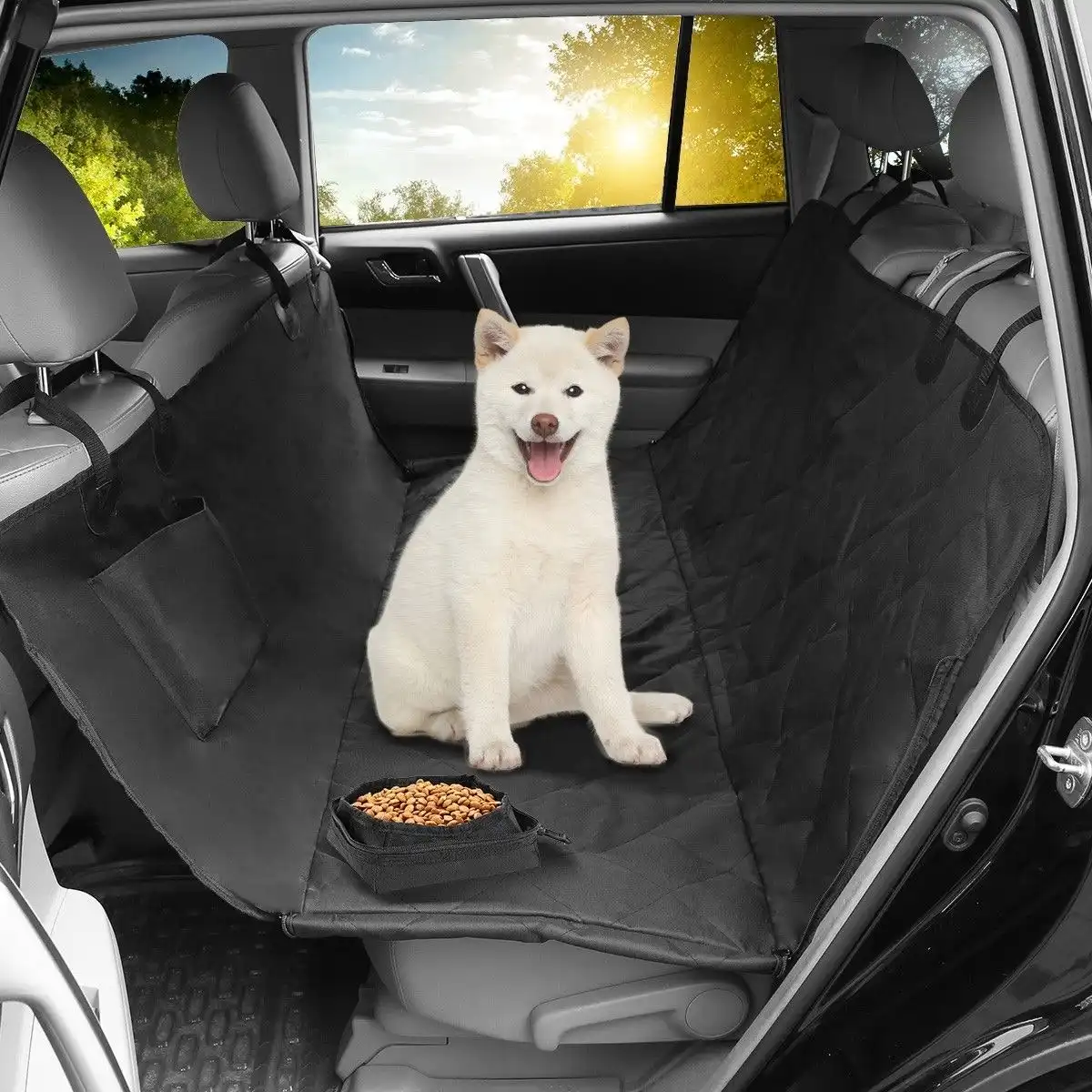 Ausway Waterproof Dog Car Seat Cover Hammock Mat with Fabric Bowl