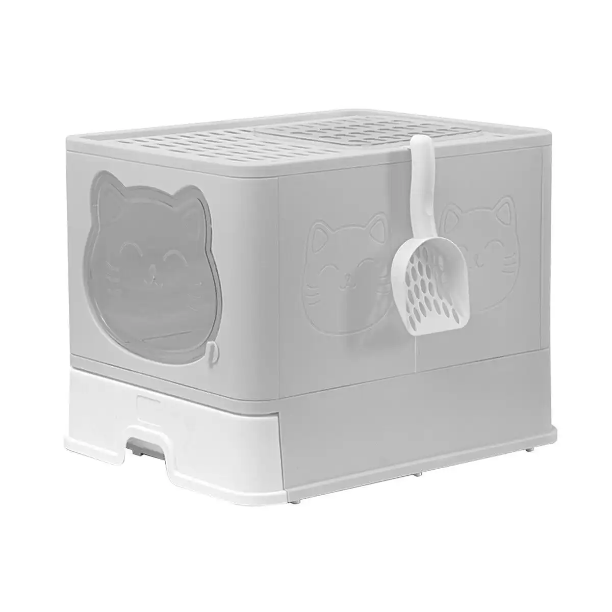 Pet Scene Cat Litter Box Tray Enclosed Kitty Toilet Training Front Top Entry Lid Large Covered Hooded Kitten Potty Pan Furniture Scoop Foldable