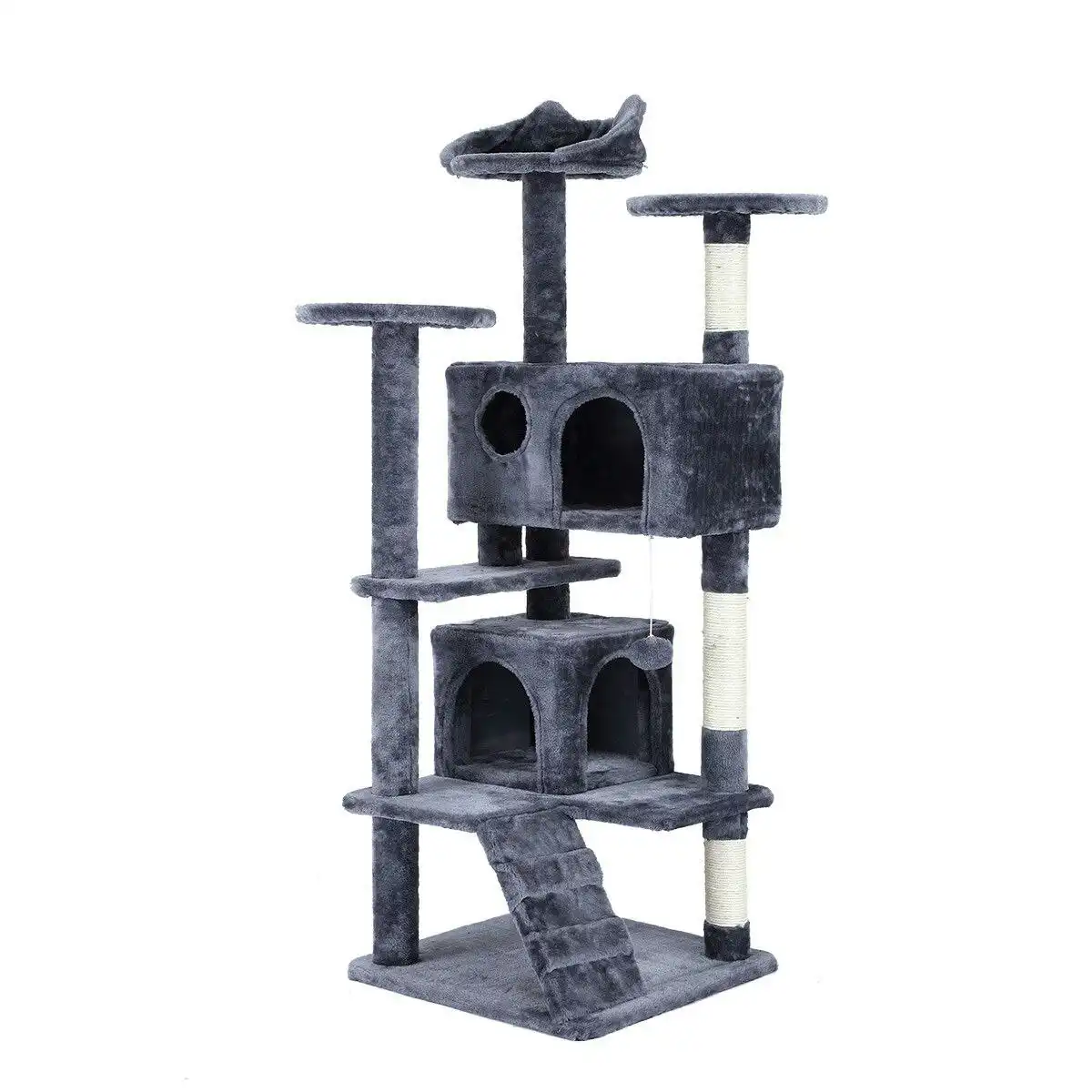 Pet Scene Cat Tower Tree House Scratching Post Multi-level Scratcher Gym 130cm Tall with Condos Hanging Toys