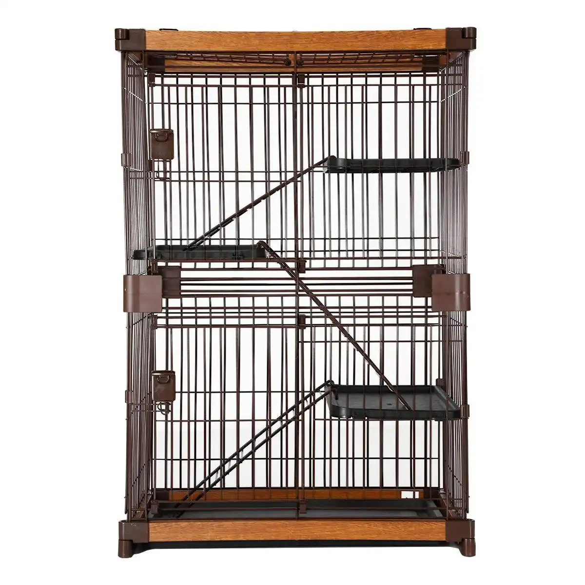 Pet Scene Large Cat Cage Rabbit Hutch Bunny Crate Ferret Kennel House Pet Enclosure Home WPC Frame Wired 3 Tiers